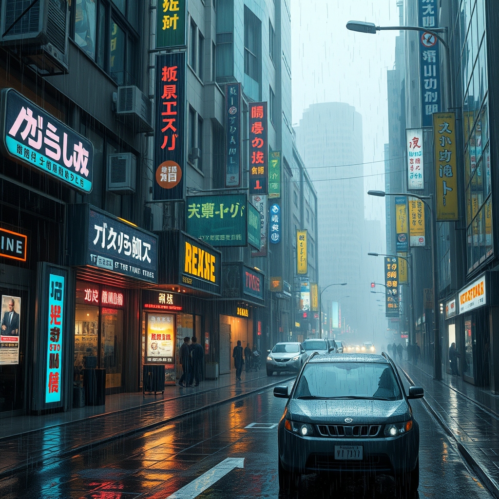 Cyberpunk street scene